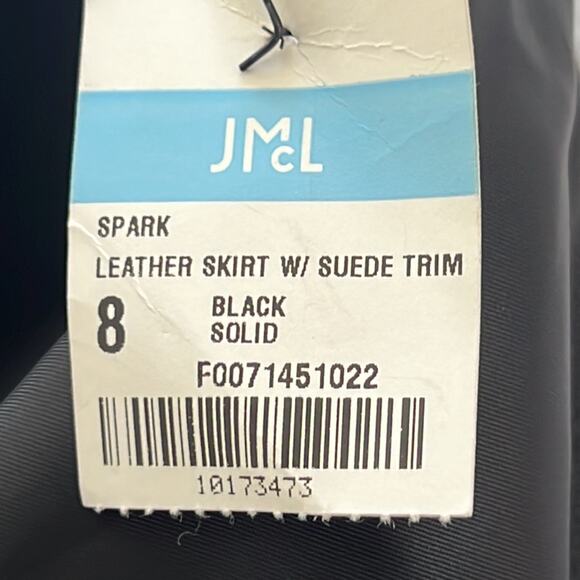 J. McLaughlin Black Leather Skirt with Suede Trims 8 NWT - Picture 7 of 8